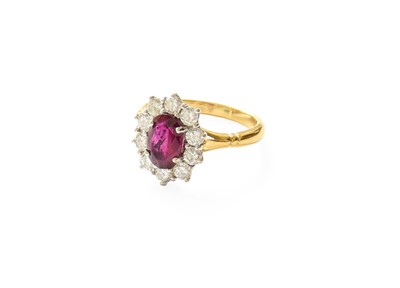 Lot 423 - An 18 Carat Gold Red Stone and Diamond Cluster...