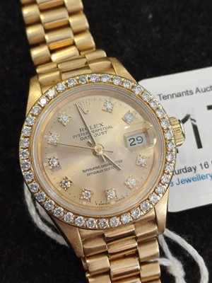 Lot 2175 - Rolex: A Lady's 18 Carat Gold Automatic...