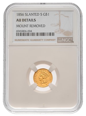 Lot 252 - USA, Dollar 1856, slanted 5, (KM#86); slabbed...