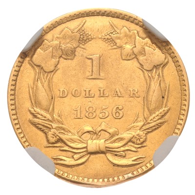 Lot 252 - USA, Dollar 1856, slanted 5, (KM#86); slabbed...