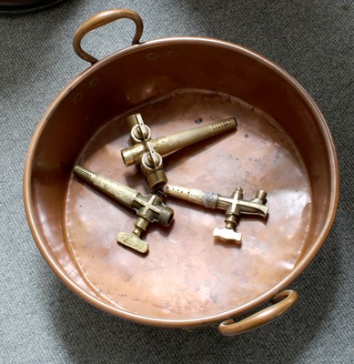 Lot 330 - A Victorian Copper Twin Handled Pan, and three...