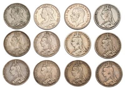 Lot 49 - 12x UK Silver Crowns, to include; Victoria,...