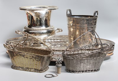 Lot 387 - A Large Shaped Twin-Handled Silver-Plated Tray,...