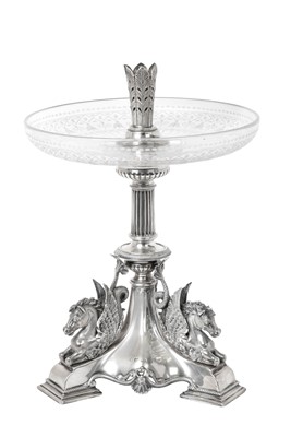 Lot 2315 - A Victorian Silver and Engraved-Glass Centrepiece