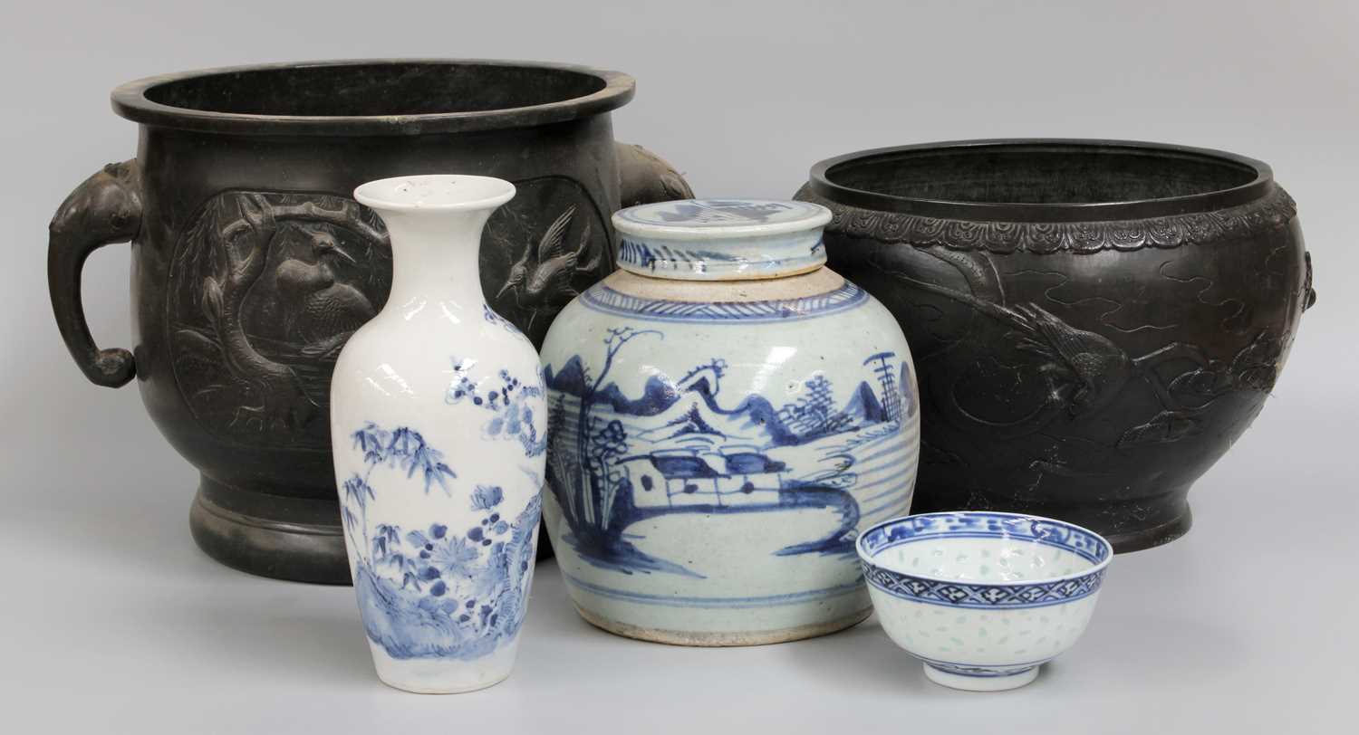 Lot 381 - A Chinese Provincial Blue and White Jar and...