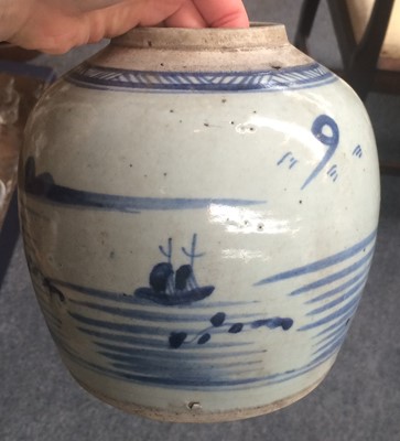 Lot 381 - A Chinese Provincial Blue and White Jar and...