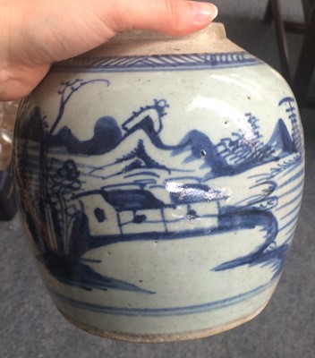 Lot 381 - A Chinese Provincial Blue and White Jar and...