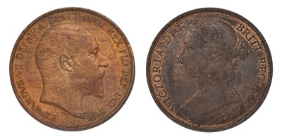 Lot 90 - Edward VII, 'Low Tide' Penny 1902 (S.3990A)...