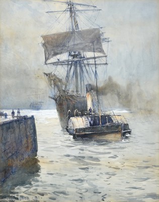 Lot 1011 - Ernest Dade (1864-1934) Tall-masted ship and...