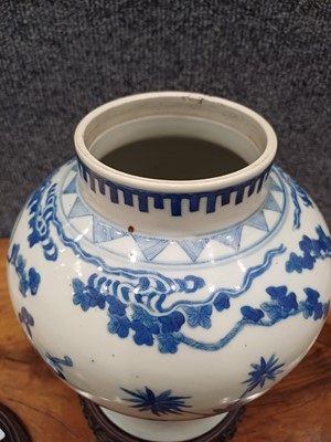 Lot 594 - A Pair of Chinese Porcelain Jars, in Kangxi...
