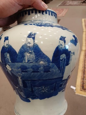 Lot 594 - A Pair of Chinese Porcelain Jars, in Kangxi...