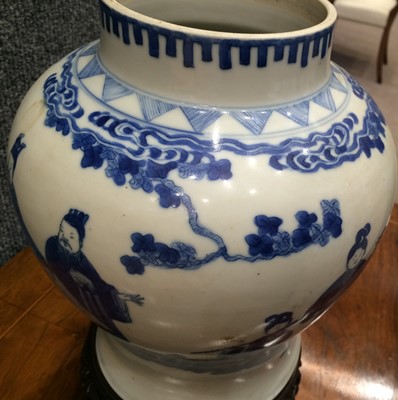 Lot 594 - A Pair of Chinese Porcelain Jars, in Kangxi...