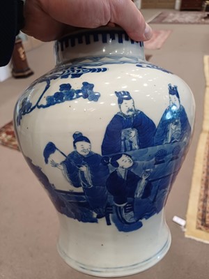 Lot 594 - A Pair of Chinese Porcelain Jars, in Kangxi...