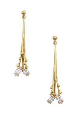 Lot 2091 - A Pair of 18 Carat Gold Diamond Drop Earrings...