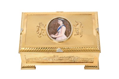 Lot 2250 - An Elizabeth II Diamond and Enamel-Set Limited Edition Silver-Gilt Casket