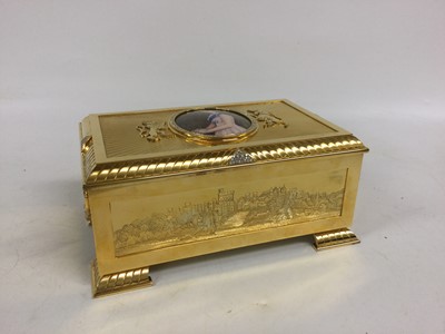 Lot 2250 - An Elizabeth II Diamond and Enamel-Set Limited Edition Silver-Gilt Casket