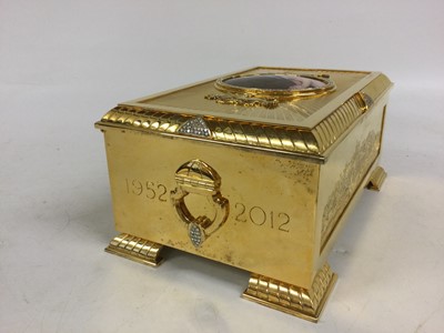 Lot 2250 - An Elizabeth II Diamond and Enamel-Set Limited Edition Silver-Gilt Casket