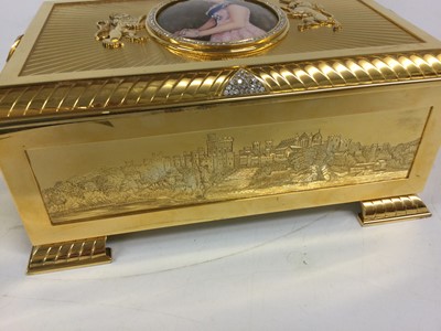 Lot 2250 - An Elizabeth II Diamond and Enamel-Set Limited Edition Silver-Gilt Casket