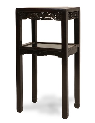 Lot 803 - A Chinese Hardwood Two-Tier Plant Stand, Qing...