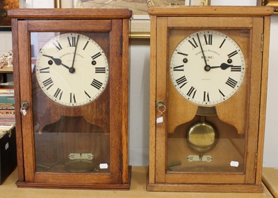 Lot 1469 - Two Time Recorder Wall Clocks, dials signed...