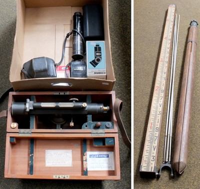 Lot 197 - Stanley Level (cased) with surveyors pole,...