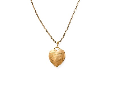 Lot 366 - A 9 Carat Gold Locket on Chain, the heart...