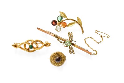 Lot 355 - Four Brooches, including a 9 carat gold...