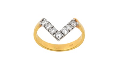 Lot 2083 - A Diamond Wishbone Ring the seven round...