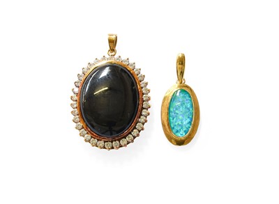 Lot 354 - A Composite Opal Pendant, the oval composite...