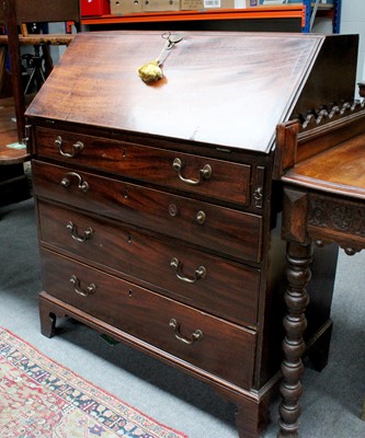 Lot 1289 - A George III Mahogany Bureau, 93cm by 50cm by...