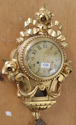 Lot 1336 - A Giltwood Cartel Striking Wall Clock, 20th...