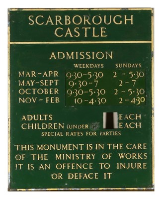 Lot A Green-Painted Admissions Sign: SCARBOROUGH...