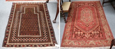 Lot 1226 - Hamadan Rug, with central hooked lozenge field...