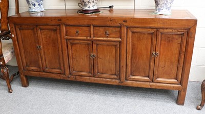 Lot 1495 - A Chinese Hardwood Sideboard, with moulded...