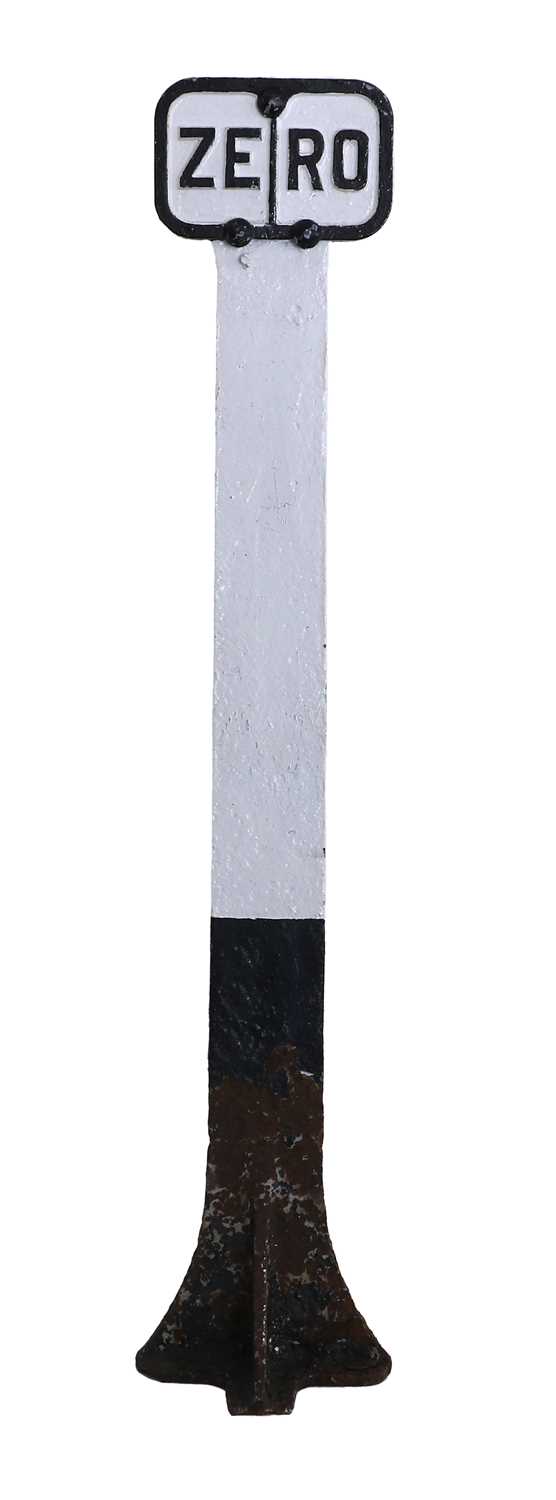 Lot 602 - A Cast Iron Railway Black and White Signal...