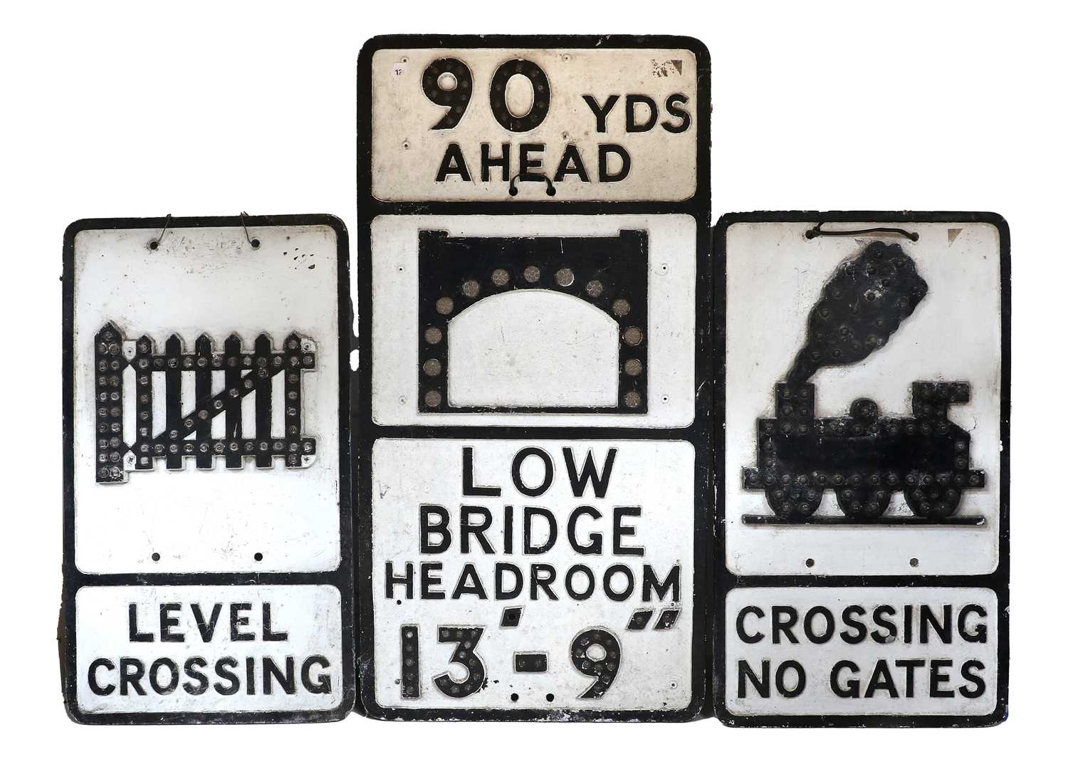 Lot 622 - Two Aluminium Railway Warning Signs: LEVEL...