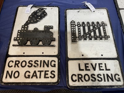 Lot 622 - Two Aluminium Railway Warning Signs: LEVEL...