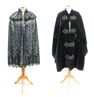 Lot 2243 - Victorian Silk Cape Mounted with Black Lace,...