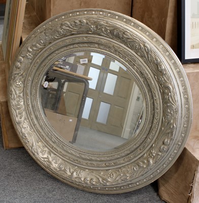 Lot 1489 - A Reproduction Oval Hanging Mirror, in wide...