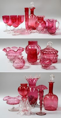 Lot 231 - A Selection of Cranberry Glass, Victorian and...