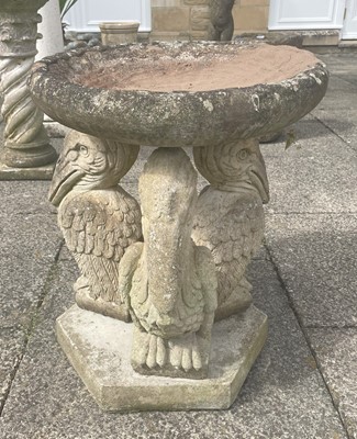 Lot 1197A - A Composition Garden Bird Bath, the base...