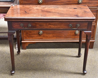 Lot 1417 - A Georgian Mahogany Fold Over Card Table, with...