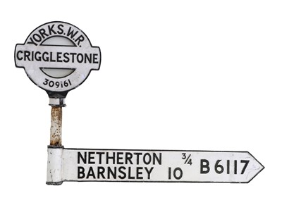 Lot 613 - A Cast Iron Black and White Painted Road Sign:...