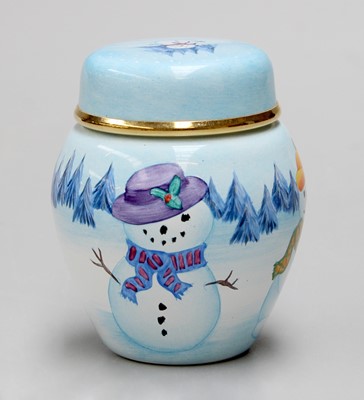 Lot 105 - Moorcroft Enamels: "Snowman" Ginger Jar and...