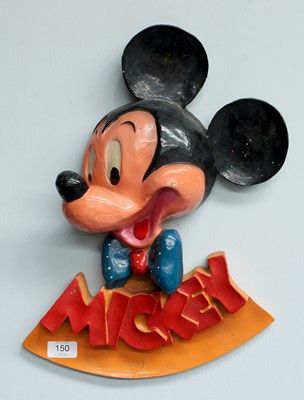 Lot 150 - "Mickey" Mouse Painted Resin Wall Plaque, with...