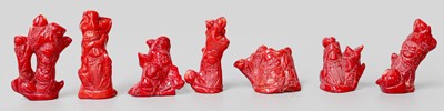 Lot 202 - A Collection of Seven Chinese Carved Coral...