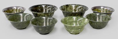 Lot 201 - Eight Chinese Jade Bowls, various colours and...