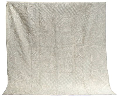 Lot 2041 - Early 20th Century Cream Wholecloth Quilt hand...