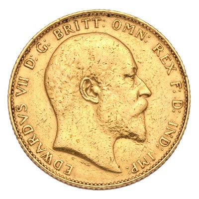 Lot 181 - Edward VII, Sovereign 1908; cleaned but good fine