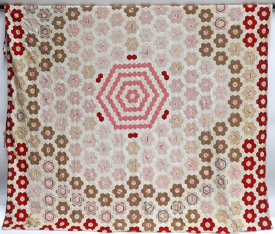 Lot 2051 - 19th Century Cream, Pink and Brown Patchwork...